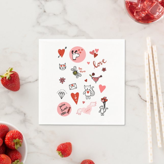 Cute Love Cartoon Napkin (Insitu)