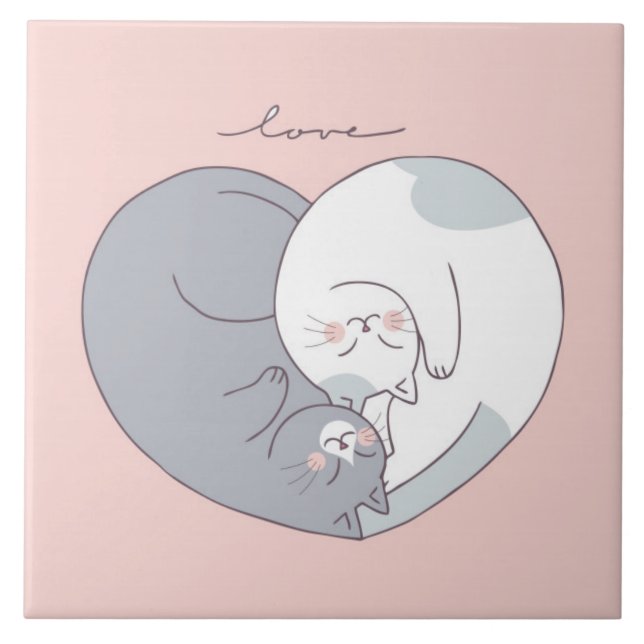 Cute Love Cats  Tile (Front)