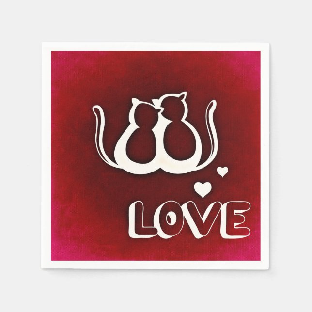 Cute Love Cats Valentine's Day Napkin (Front)