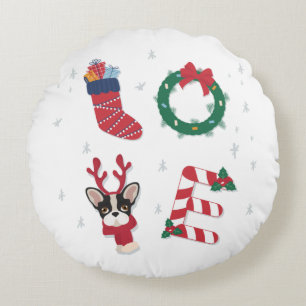 Cute Love Christmas Holiday Family Round Cushion