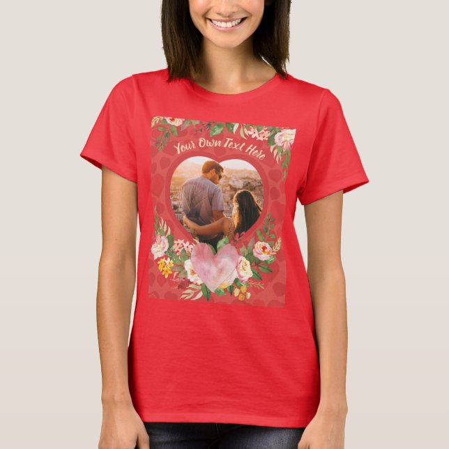 Cute love couple family heart photo T-Shirt (Front)