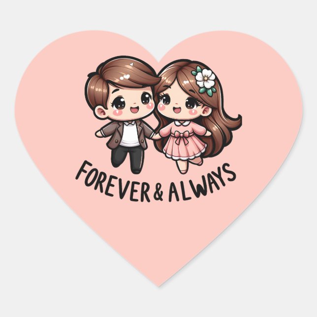 Cute Love Couple Heart Sticker (Front)