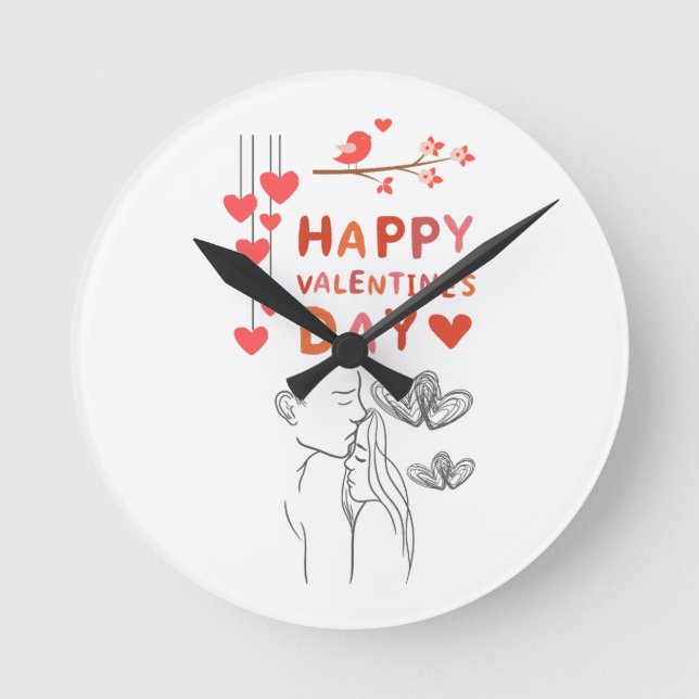 Cute Love Couple  Round Clock (Front)