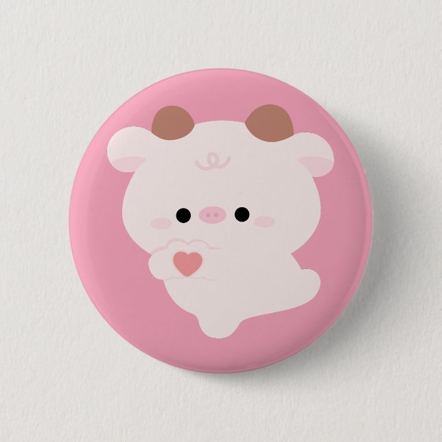 Cute Love Cow 6 Cm Round Badge (Front)