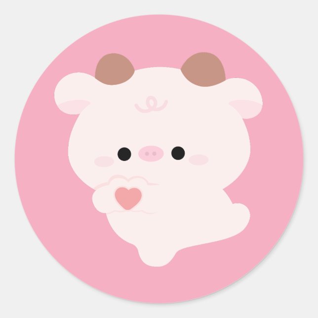 Cute Love Cow Classic Round Sticker (Front)