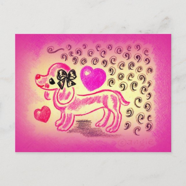 Cute Love Dachshund Postcard (Front)
