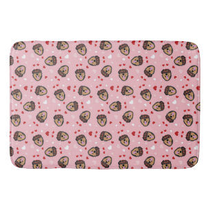 Cute Love Dog Pink Red Bath Mat