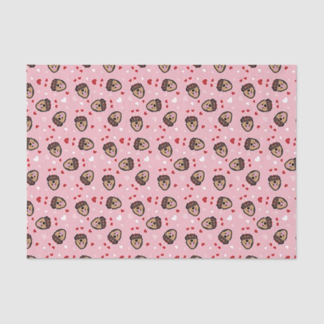 Cute Love Dog Pink Red Tissue Paper (Front)