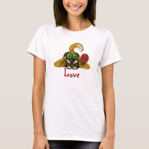 Cute love dog with flower cartoon art t-shirt