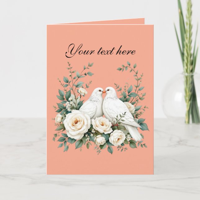 Cute love doves customisable card (Front)