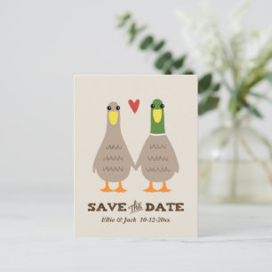 Cute Love Ducks Wedding Save the Date Announcement Postcard