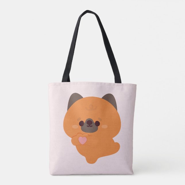 Cute Love German Shepherd Puppy Tote Bag (Back)