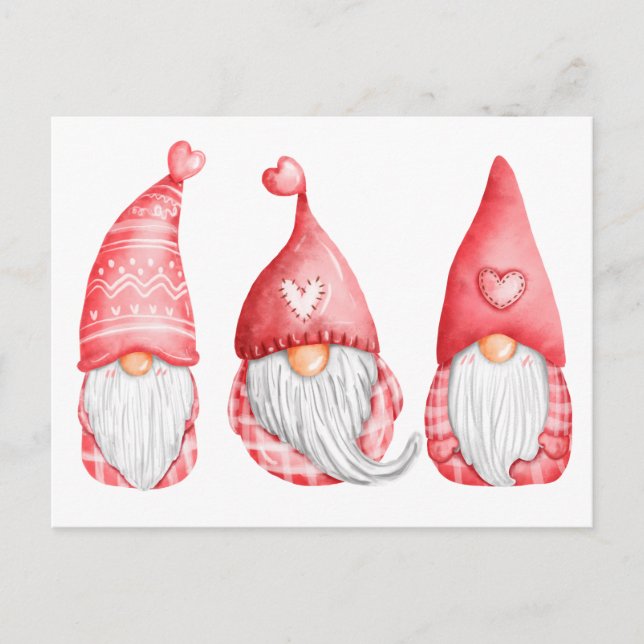Cute Love Gnomes Valentines Holiday Postcard (Front)