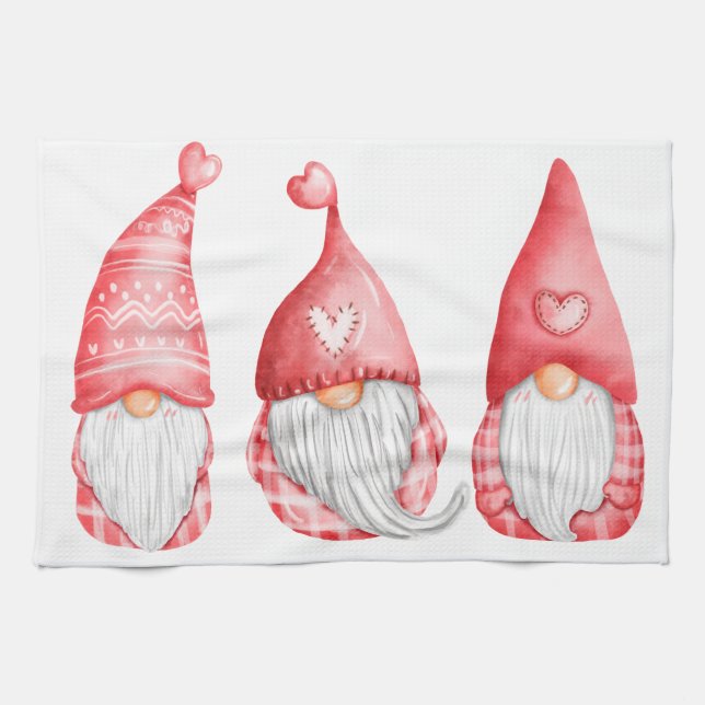 Cute Love Gnomes Valentines Holiday   Tea Towel (Horizontal)