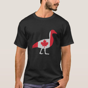 Cute Love Goose In Maple Leaf Canadian Flag Happy T-Shirt