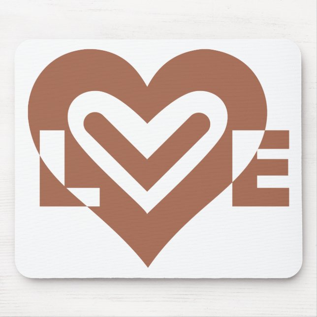 Cute Love Graphic Chocolate Brown Mouse Mat (Front)