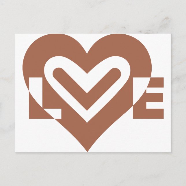 Cute Love Graphic Chocolate Brown Postcard (Front)