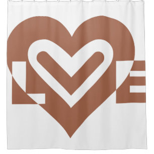 Cute Love Graphic Chocolate Brown Shower Curtain