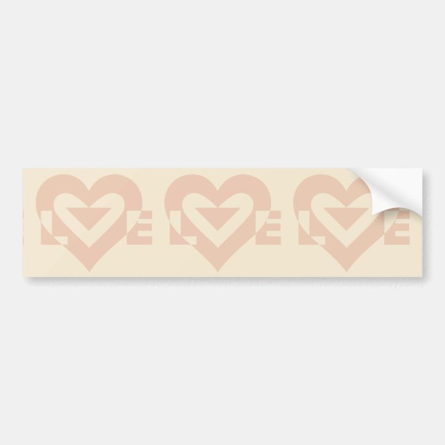 Cute Love Graphic, Cream Beige Bumper Sticker (Front)