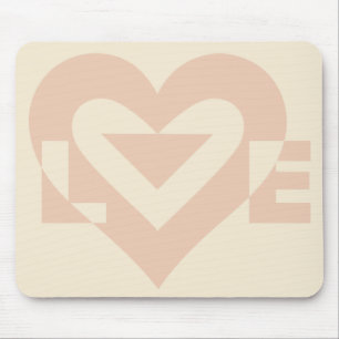 Cute Love Graphic, Cream Beige Mouse Mat