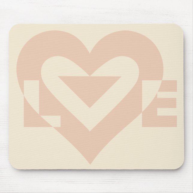 Cute Love Graphic, Cream Beige Mouse Mat (Front)