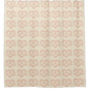 Cute Love Graphic, Cream Beige Shower Curtain