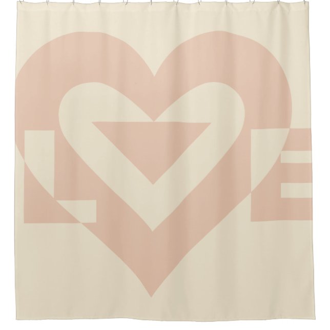 Cute Love Graphic, Cream Beige Shower Curtain (Front)