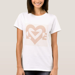 Cute Love Graphic, Cream Beige T-Shirt