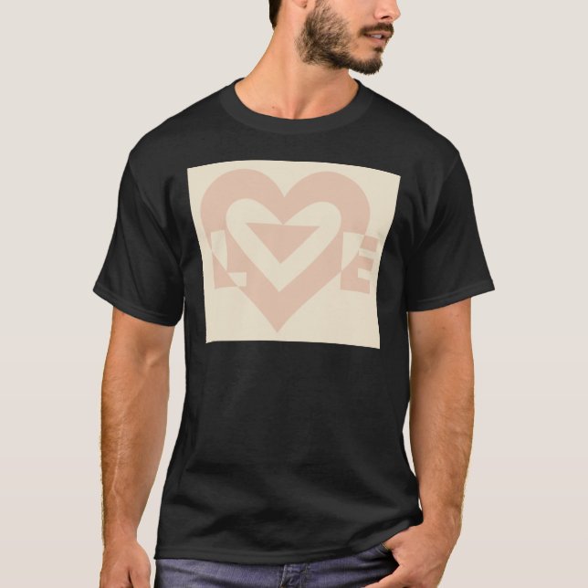 Cute Love Graphic, Cream Beige T-Shirt (Front)