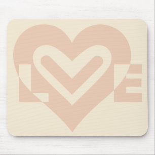 Cute Love Graphic in Beige Mouse Mat