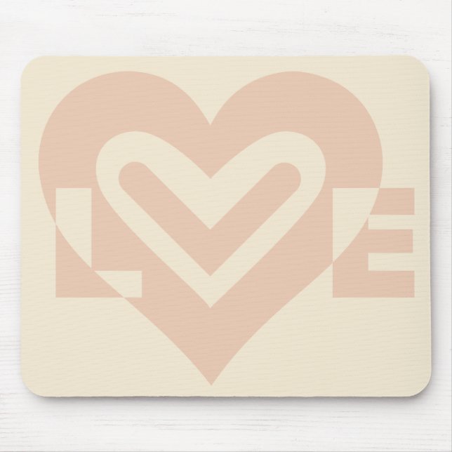 Cute Love Graphic in Beige Mouse Mat (Front)