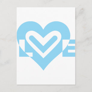 Cute Love Graphic in Blue Postcard