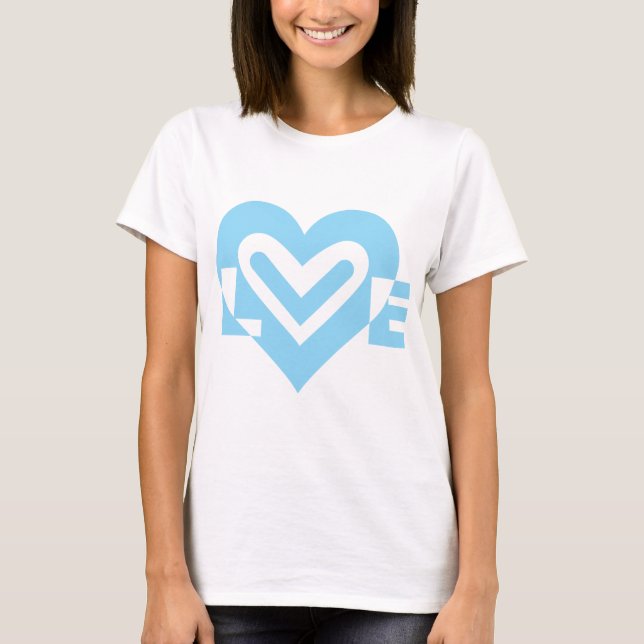Cute Love Graphic in Blue T-Shirt (Front)