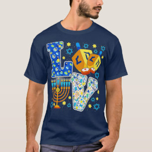 Cute LOVE Hanukkah Decorations Dreidel Menorah Cha T-Shirt