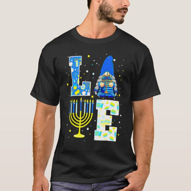 Cute LOVE Hanukkah Decorations Dreidel Menorah Cha T-Shirt (Front)