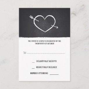 cute love heart chalkboard wedding RSVP cards