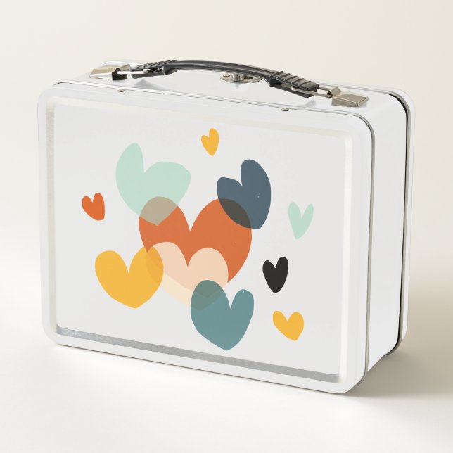Cute Love Heart Drawings Heart Art Love Art Design Metal Lunch Box (Back)