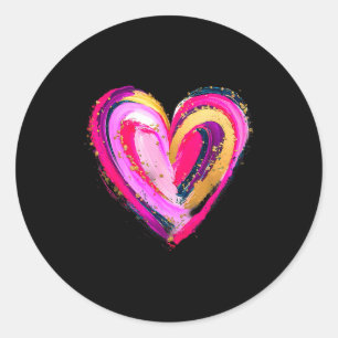 Cute Love Heart Graphic Valentine Men Women Kid Gi Classic Round Sticker