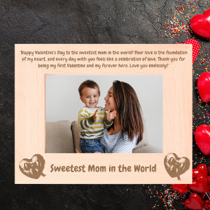Cute Love Heart Message Mum Valentines Gift Wooden Etched Frames
