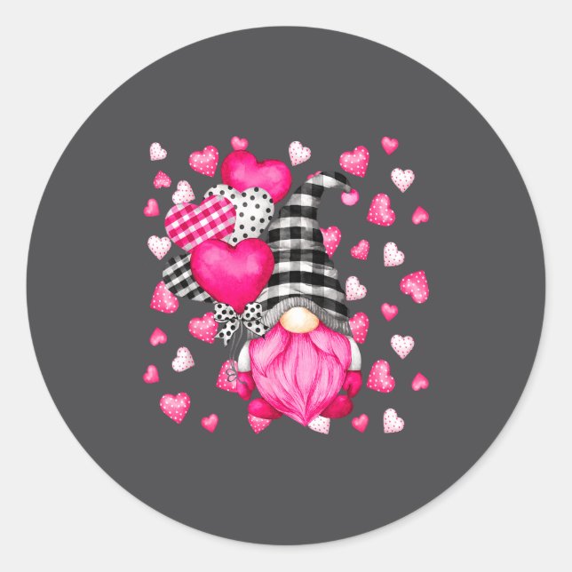 Cute Love Heart Pattern For Her Nk Valentines Gnom Classic Round Sticker (Front)