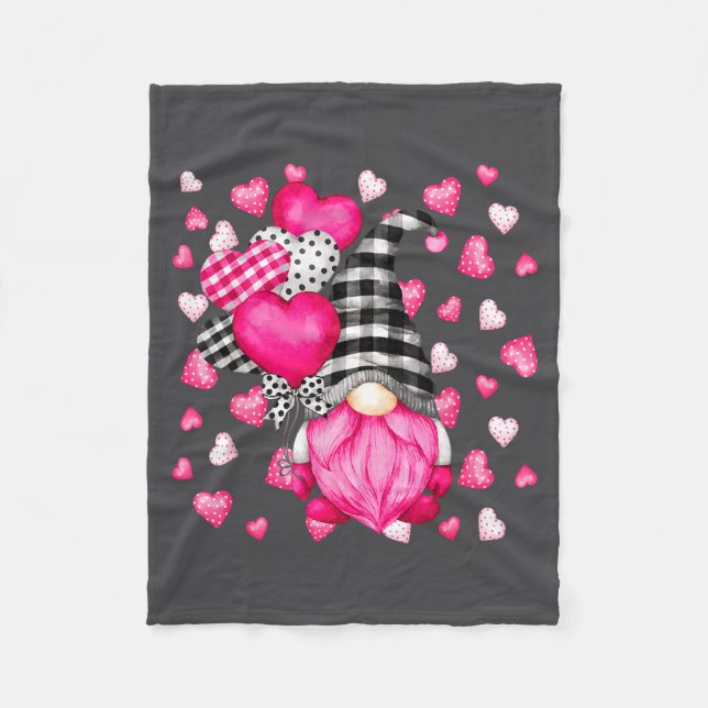 Cute Love Heart Pattern For Her Nk Valentines Gnom Fleece Blanket (Front)