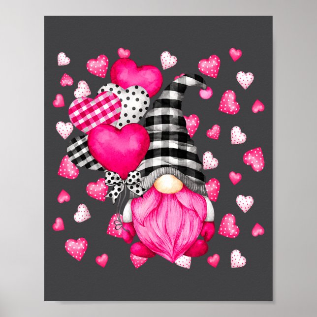 Cute Love Heart Pattern For Her Nk Valentines Gnom Poster (Front)