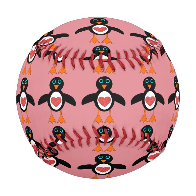 Cute Love heart Penguin Baseball (Front)
