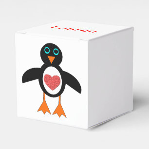 Cute Love Heart Penguin Custom Favour Box