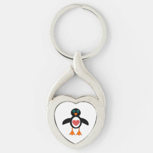 Cute Love Heart Penguin Keychain