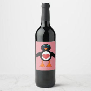 Cute Love Heart Penguin Labels