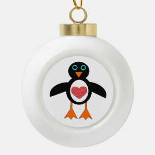 Cute Love Heart Penguin Ornament
