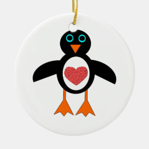Cute Love Heart Penguin Ornament