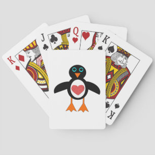 Cute Love Heart Penguin Playing cards