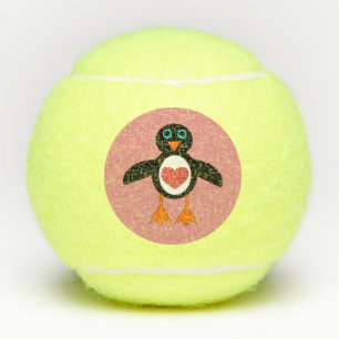 Cute Love Heart Penguin Tennis Balls